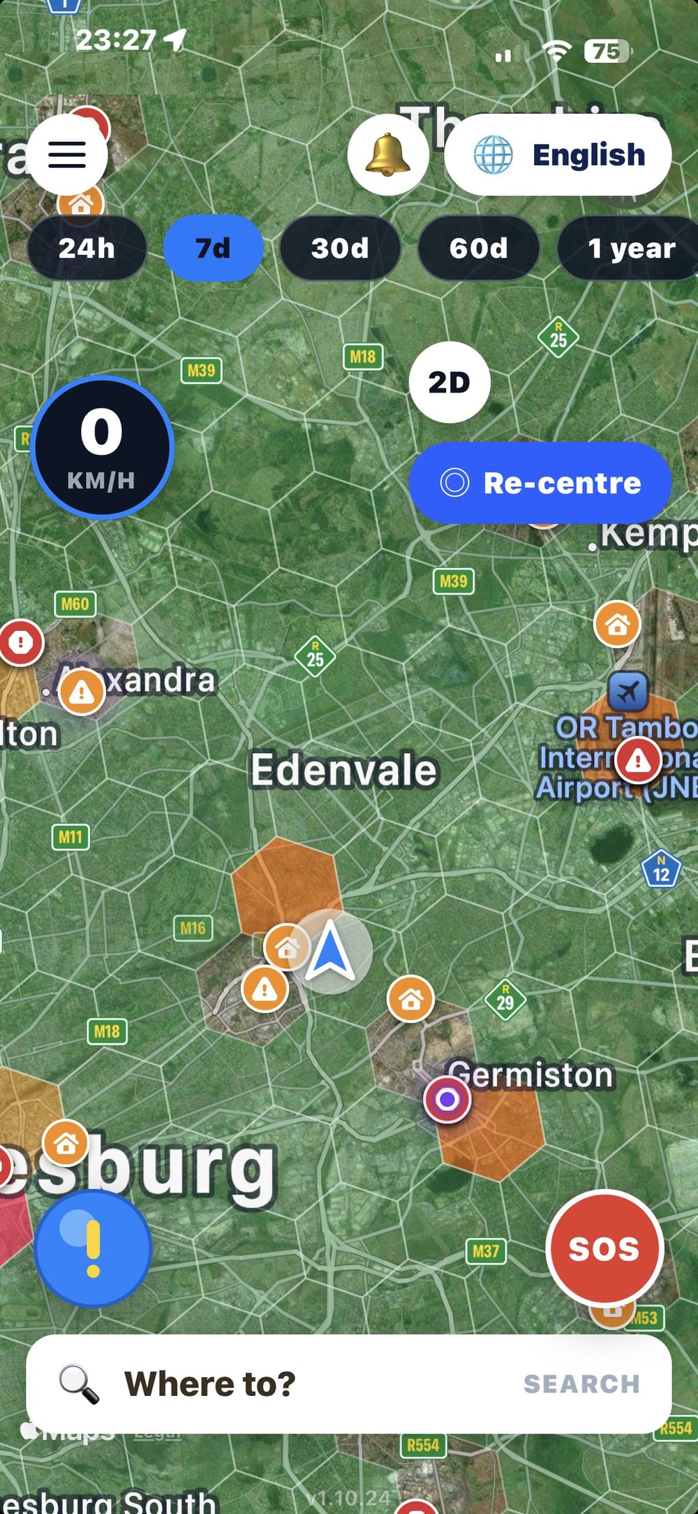 Safer route on the Safer City GO live map